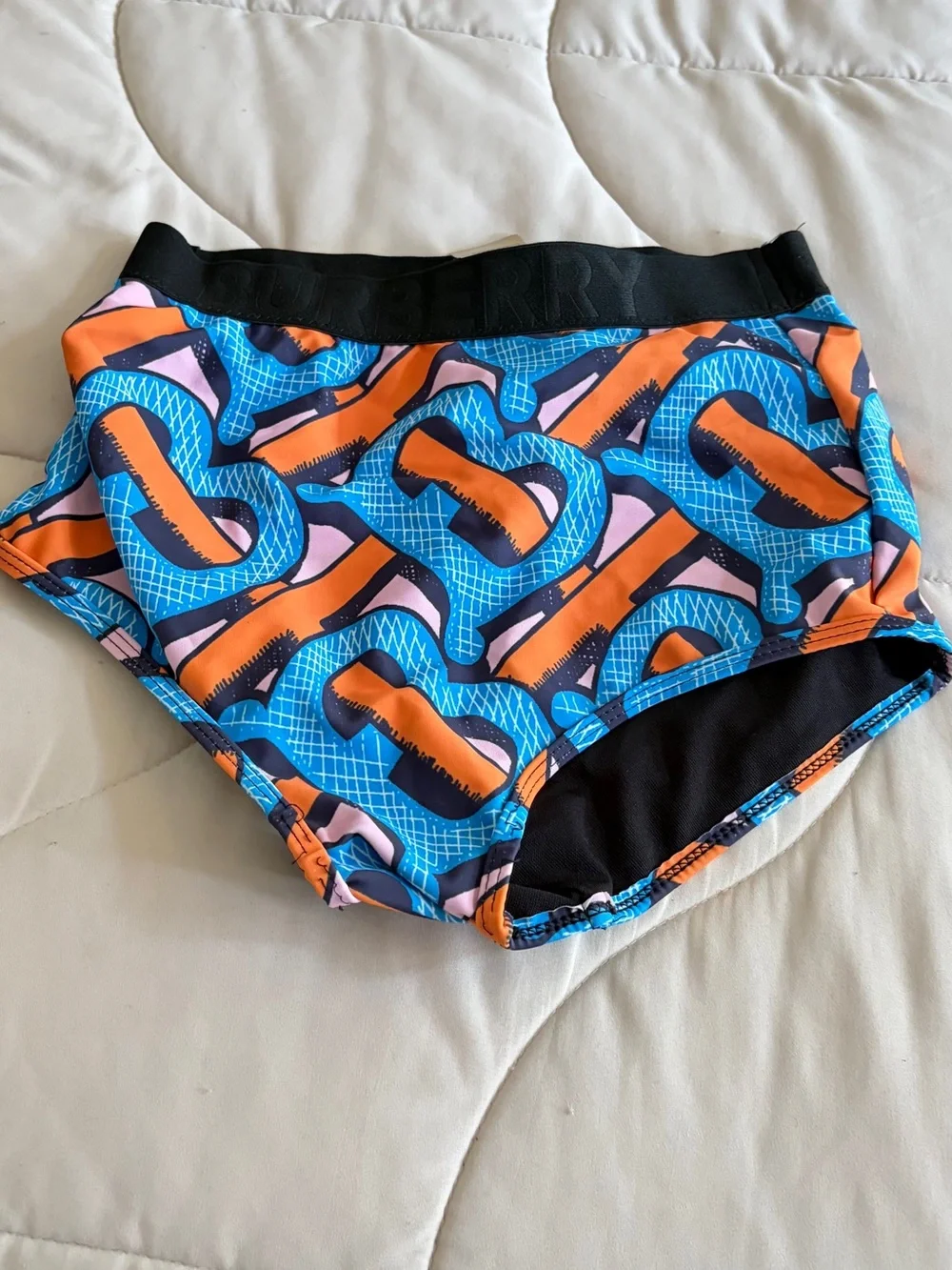 Burberry Women's Swim Bikini Bottoms in Black, Blue, Orange